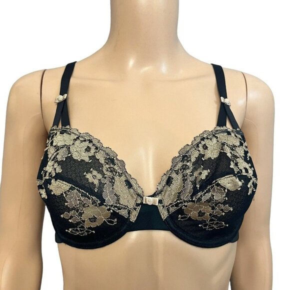 Wacoal Opulence Bra 851112 Lace Full Coverage Underwired Unlined Black Taupe - Picture 1 of 6